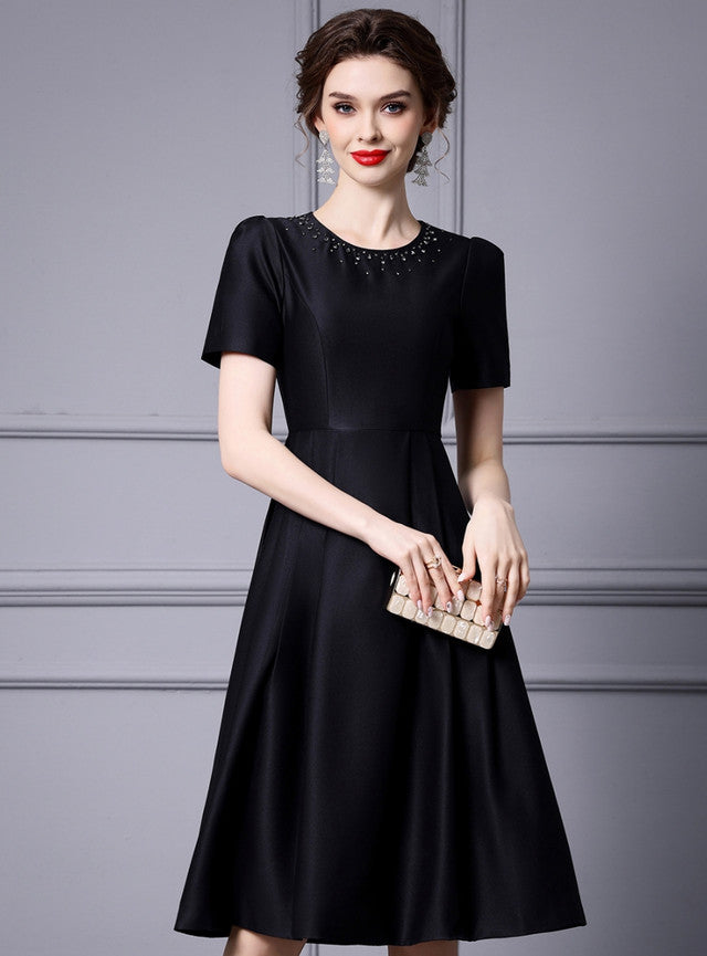 Black Short Sleeve Mother Of The Bride Dress