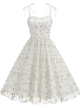 Bow Sling Gauze Embroidered Dress