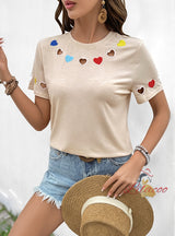 Leisure Love Embroidery Short sleeve T-shirt