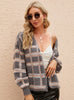 Loose Plaid Knit Cardigan Sweater Coat