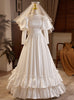 White Satin High Neck Long Sleeve Wedding Dress