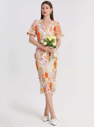 Heavy Industry Embroidery Slim Dress