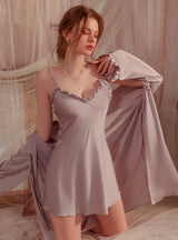 Satin Pajamas Suspender Nightdress Suit