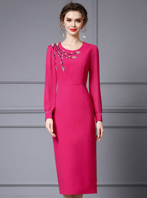 Fuchsia Beading Crystal Mother Of The Bride Dress