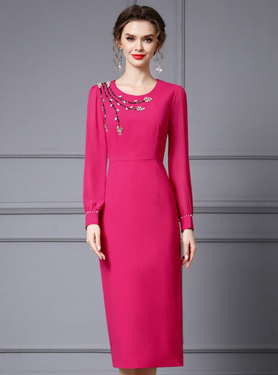 Fuchsia Beading Crystal Mother Of The Bride Dress