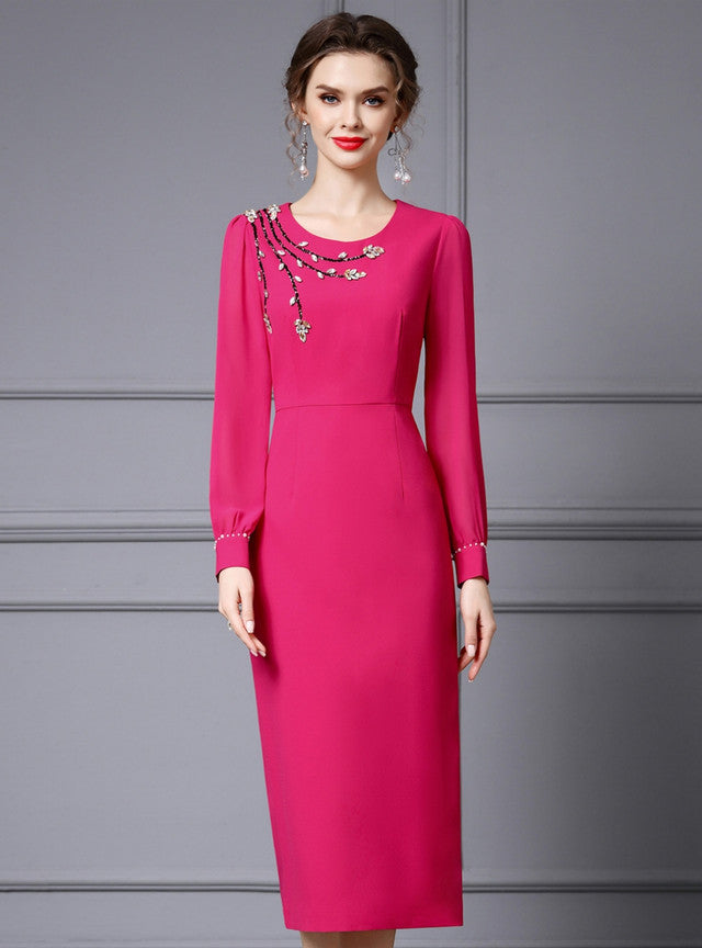 Fuchsia Beading Crystal Mother Of The Bride Dress