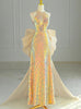 Gold Sequins Beading Backless Prom Dress