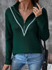Contrast Zipper Pullover Retro Lapel Sweater
