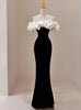 Black Mermaid Velvet Off the Shoulder Prom Dress