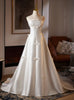 White Satin Strapless Bow Wedding Dress
