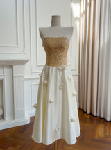 Satin Spaghetti Straps Sequins Prom Dress