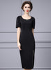 Black Short Sleeve Split Mother Of the Brides Dress