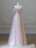 Pink Tulle Sequins Off the Shoulder Prom Dress
