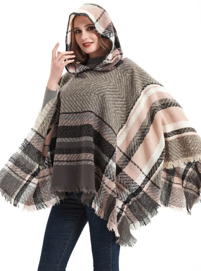 Women Cape Hooded Shawl Cloak
