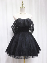 Black Lace Strapless Homecoming Dress