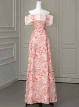 Pink Tulle Sequins Strapless Prom Dress
