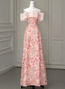 Pink Tulle Sequins Strapless Prom Dress