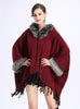 Large Size Loose Tassel Hooded Knitted Shawl Cloak