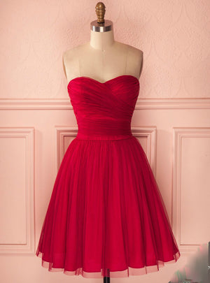 Tulle Pleats Strapless Homecoming Dress