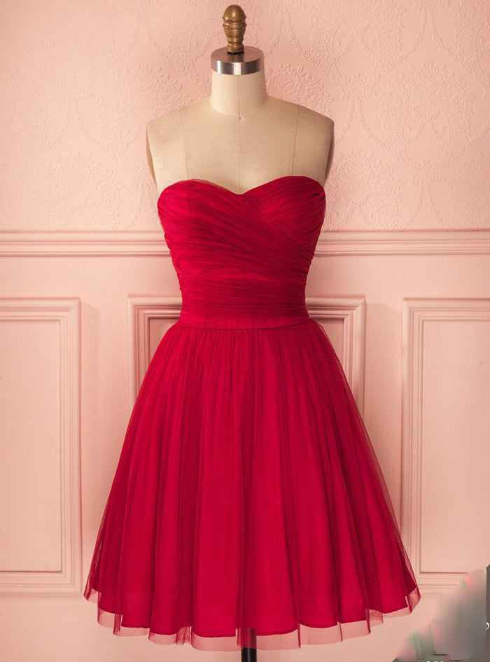 Tulle Pleats Strapless Homecoming Dress