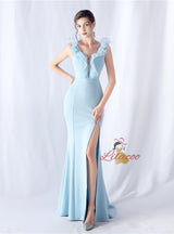 V-neck Mermaid Split Prom Dress