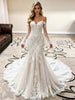 White Mermaid Lace Straps Wedding Dress