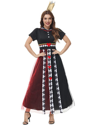 Poker Queen Red Color Matching Dress