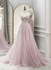 Pink Tulle Appliques Prom Dress