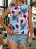 National Style Collar Printed Sleeveless Shirt