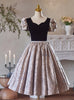 Black Velvet Square Neck Short Sleeve Homecoming Dress
