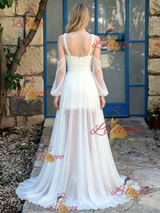 White Chiffon Straps Wedding Dress