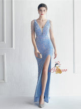 V-neck Mermaid Sequins Prom Dress