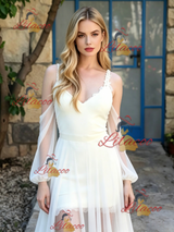White Chiffon Straps Wedding Dress