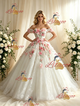 Tulle Lace Off the Shoulder Appliques Wedding Dress
