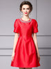 Red Satin Beading Crystal Mother of the Bride Dress