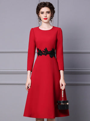 Red Long Sleeve Beading Mother Of The Bride Dress