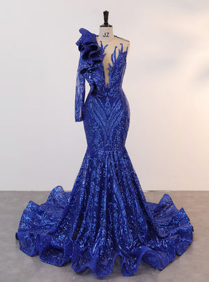 Mermaid Sequins One Shoulder Prom Dress