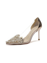 Thin-heeled Pointed Rrhinestone Pearl High Heels Shoes