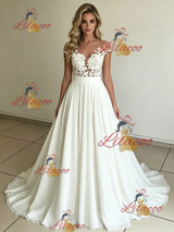 White Chiffon Lace Wedding Dress