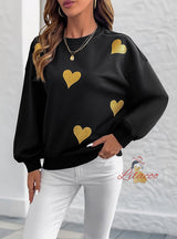 Love Printed Loose Round Neck Long Sleeve Shirt