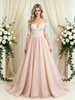 Pink Tulle Lace Short Sleeve Wedding Dress