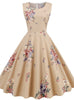 Round Neck Sleeveless Retro Print Dress