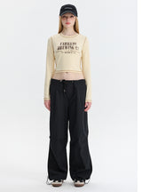 Long-sleeved Round Neck Letter Printed Top