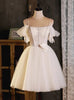 White Beading Tulle Lace Homecoming Dress