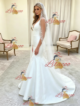 White Mermaid V-neck Wedding Dress