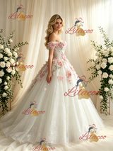 Tulle Lace Off the Shoulder Appliques Wedding Dress