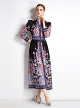 Retro Palace Long Sleeve Printed Slim Dress