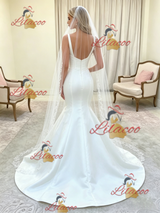 White Mermaid V-neck Wedding Dress