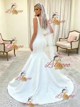 White Mermaid V-neck Wedding Dress