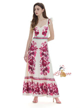 Lotus Leaf Retro National Print Sleeveless Dress